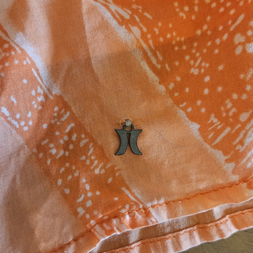 Hurley Cotton Mini Sun Dress Beach Summer Orange Print Size XL - Picture 4 of 12